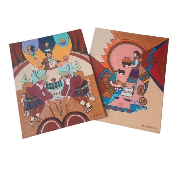 Native American Southwestern Artwork on canvas 8x10 set - Picture 2 of 8